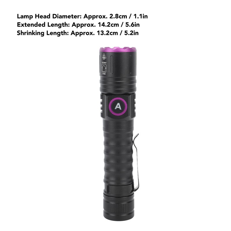 UV 395nm Flashlight USB Rechargeable Portable Handheld UV Flashlight Detection