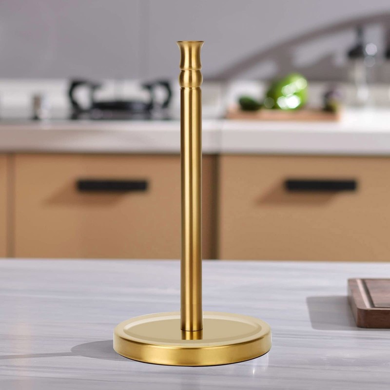 Siwil Gold Paper Towel Holder Stand, One-Handed Ripping Paper Towel