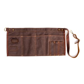 Luchuan Waterproof Waxed Canvas Tool Apron With the Adjustable Genuine Leather Belt (brown)