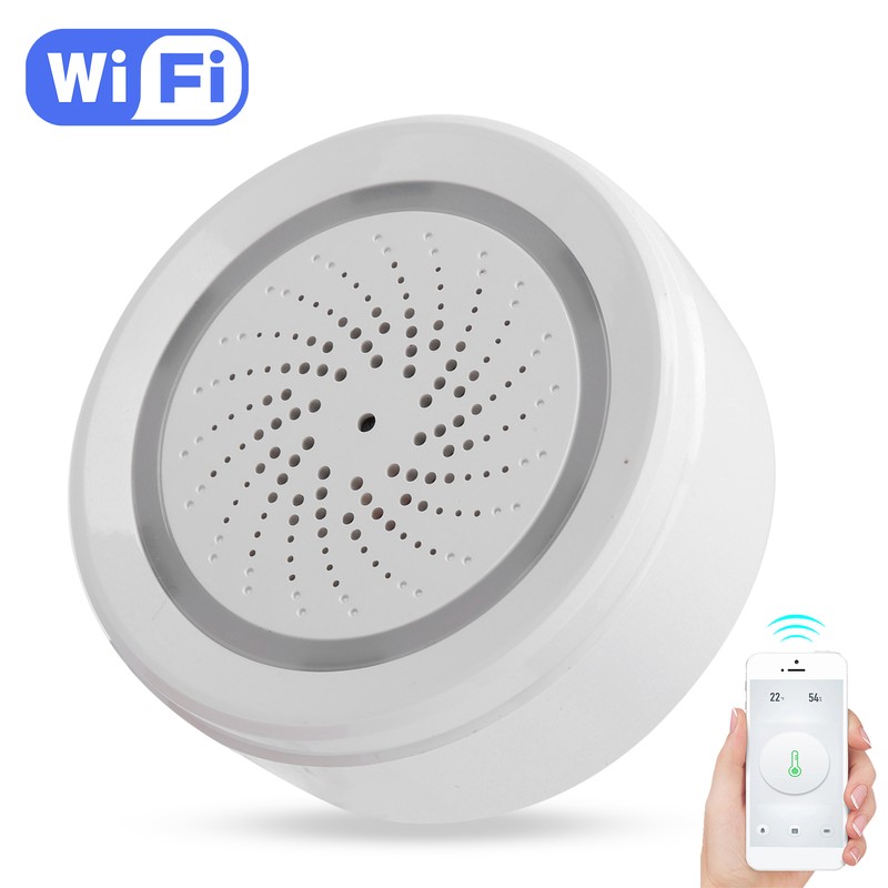 2.4GHz WiFi Temperature Humidity Sensor Detector Sound Light Alarm Smart