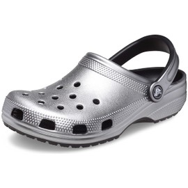 Crocs Unisex Classic Sparkly Clog | Metallic and Glitter Shoes, White, 6 Women/4 Men