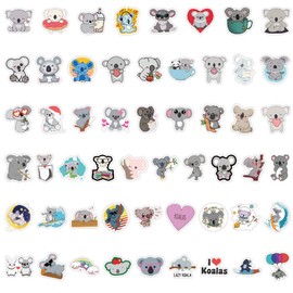 Koala Stickers 52 PCS, Cute Vinyl Waterproof Jungle Animal Stickers for Laptop, Skateboard, Water Bottles, Computer, Phone, Guitar, for Kids Adult (Koala)