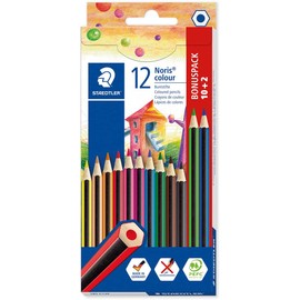 STAEDTLER Noris Colour Colouring Pencils Set of 10 + 2 Free Pens Drawing Artist Pen Brush