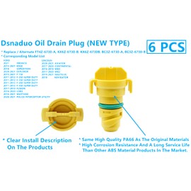 6PCS Dsnaduo Oil Drain Plug Fit For Ford F150 2015 2016 2017 2018 2019 2020 2021 Lincoln MKZ Replace KX6Z-6730-B, KX6Z6730B, FT4Z-6730-A, FT4Z6730A, BC3Z6730A, BC3Z6730B