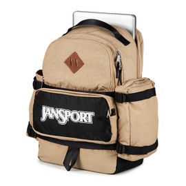 JanSport Seattle Pack – Durable Backpack with Main Compartment, Dual Water Bottle Pockets, and Zippered Plush Lined Laptop Compartment, Travertine