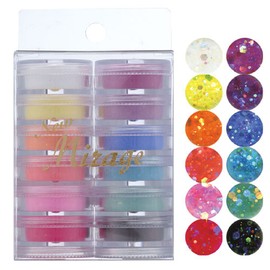 Mirage Color Powder, N/WG, CG, 0.1 oz (3.5 g), Set of 12 Colors, Vibrant Color Set with Plenty of Decarame