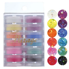 Mirage Color Powder, N/WG, CG, 0.1 oz (3.5 g), Set of 12 Colors, Vibrant Color Set with Plenty of Decarame