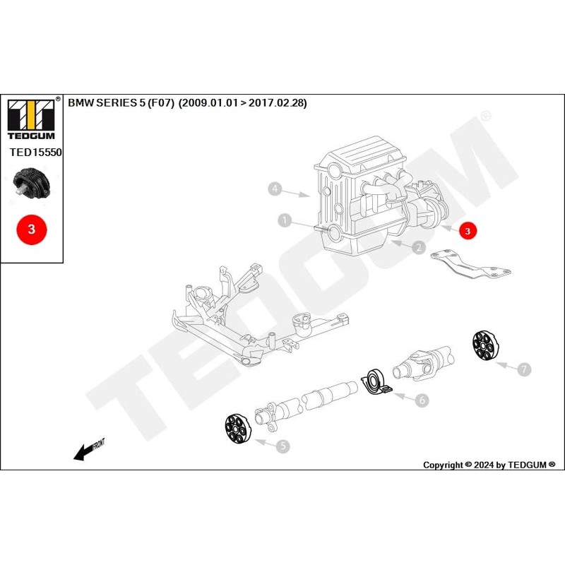 TEDGUM TED15550 TRANSMISSION BRACKET (LEFT/RIGHT)