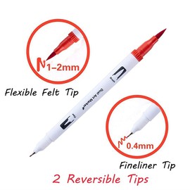 Levin THE NEXT LEVEL IN OFFICE STATIONERY Dual Tip Brush Marker Pens Artistic Watercolour 24,Brush Tip With Fine Liner 0.4Mm&Markers Pen With 1-2Mm Tip For Writing Drawing Coloring (24),Multicolour