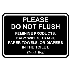All Quality Classic Framed Please Do Not Flush Thank You Bathroom Etiquette Sign - Laser-Engraved Lettering | Durable ABS Plastic | Vibrant Colors - 4" x 6" (Black-White) 2 Pack
