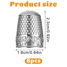 8pcs Metal Sewing Thimble,Thimbles for Hand Sewing,Thimbles for Hand Quilting Sewing Finger Protector Quilting Craft Accessories for Knitting Needlework DIY Tools, Silver(Silver)