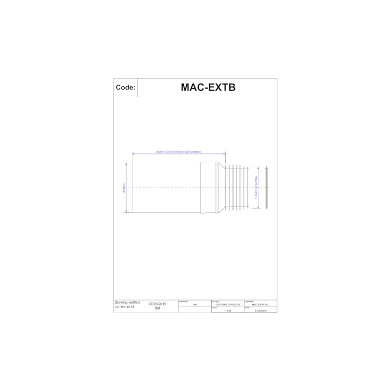 McAlpine MAC-EXTB 3 1/2-Inch/90 mm Outlet Size Straight Extension Mac-Fit