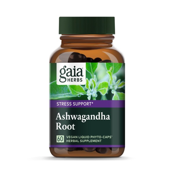 Gaia Herbs Ashwagandha Root - Made with Organic Ashwagandha Root to Help Support a Healthy Response to Stress, The Immune System, and Restful Sleep - 60 Vegan Liquid Phyto-Capsules (30-Day Supply)