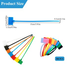 Pack of 300 Cable Ties with Labelling Field, Cable Labelling Colourful Cable Labelling Labels 150 mm x 3 mm Cable Marking Tags for Cable Management Gardening