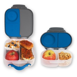 b.box Mini Lunch + Snack Containers (Blue Slate): 2-Pack Set Includes Lunch Box (4 1/4 Cup Capacity) & Snack Box (1 3/4 Cup Capacity). Easy Open Bento Containers, School Supplies