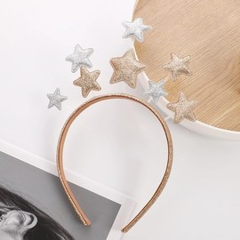 Yheahin Glitter Star Headband Birthday Party Hair Band with Sequins Stars Christmas Festival Hair Accessory for Girls Women (Gold and silver star-C)