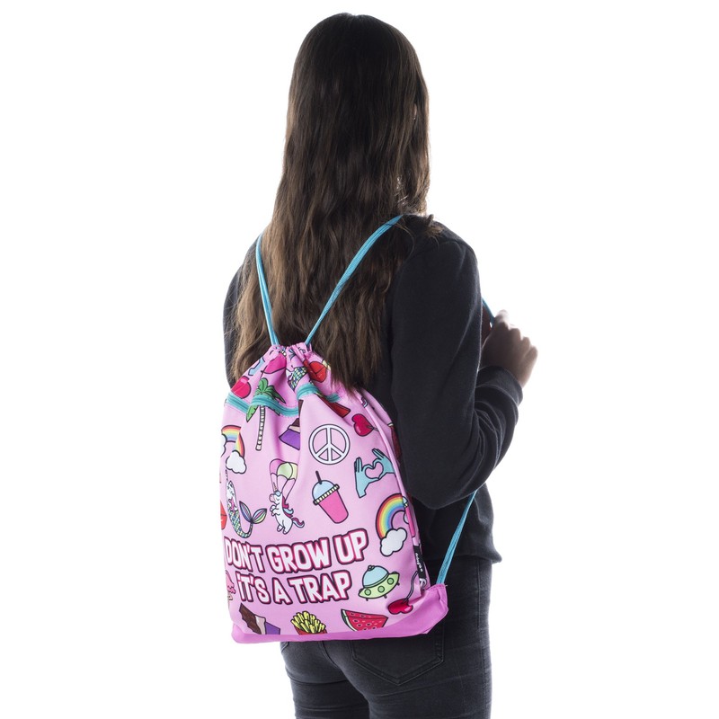 Fringoo - Kids Drawstring Bag - Front Zipped Pocket -