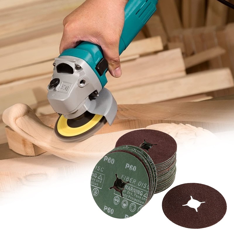 Dyna-Living 50Pcs 115mm Fibre Sanding Disc for Sanding & Grinding