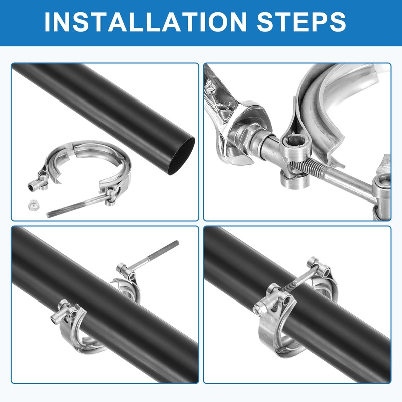 sourcing map 3.5" V Band Clamp 304 Stainless Steel for