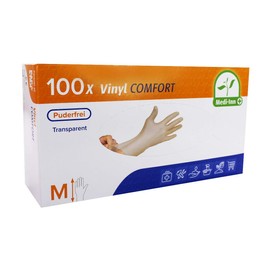Medi-Inn 04928437 Single Use Disposable Vinyl Powder-Free Gloves Pack of 100