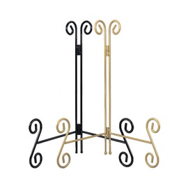 UoYeet Plate Stand, Pack of 2, 12 Inch Plate Holders for Exhibition, Black & Gold Metal Picture Stand, Picture Frame Stand for Home, Office, Exhibition and Reception