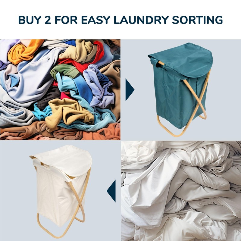 Foldable Bamboo Laundry Hamper with Lid - Decor Essentials for