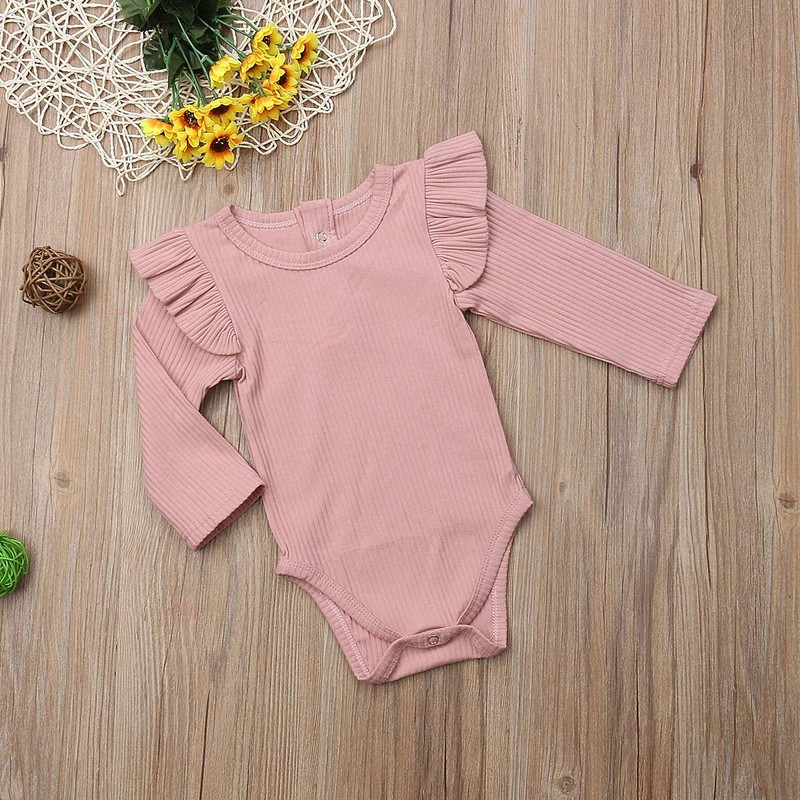 Unisex Baby Boy Girl Short Sleeve Ruffle Romper Bodysuit Jumpsuit