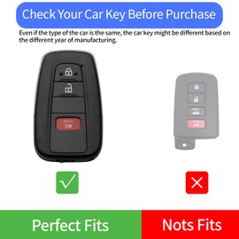 Costusn for Toyota Key Fob Cover with Keychain Soft TPU Full Protection Key Case Shell Compatible with 2018-2024 Camry RAV4 Highlander Avalon C-HR Prius Corolla GT86 3 Button, A-Gray