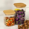 yiwilebi Glass Food Storage Jars with Bamboo Lids, Clear Square
