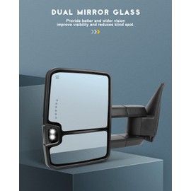 OCPTY Rearview Mirrors, Power Heated Towing Mirrors For Chevy 1999-2002 For Chevy Tahoe 2000 For Chevy Tahoe 2001-2002 For Gmc 1999-2002 For Gmc Yukon 2000 For Gmc Yukon 2000-2002 Chroming