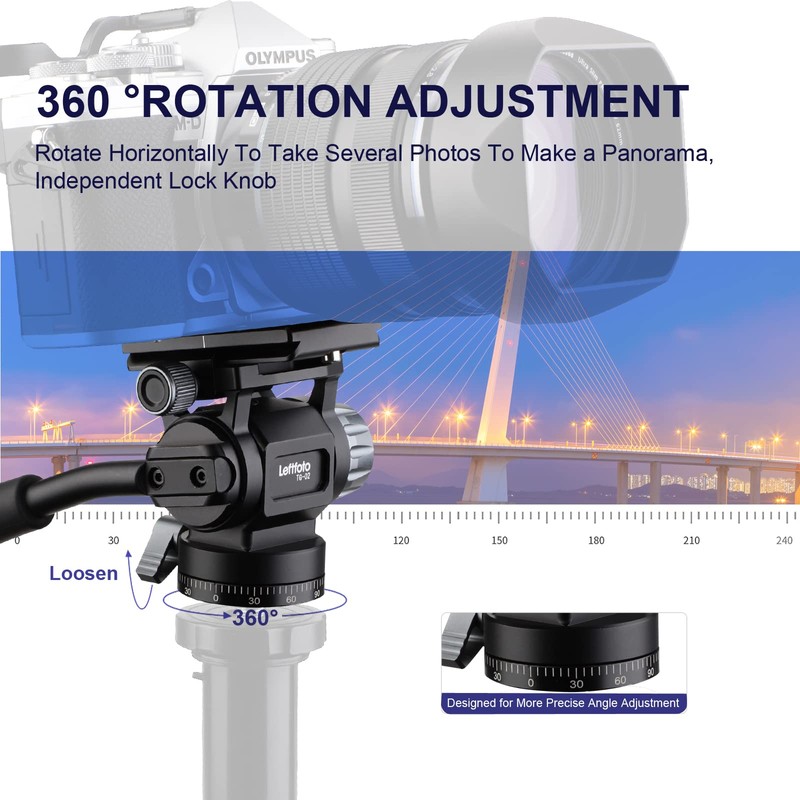 LEFTFOTO Mini Tripod Fluid Head Pan Head with Panoramic Ball