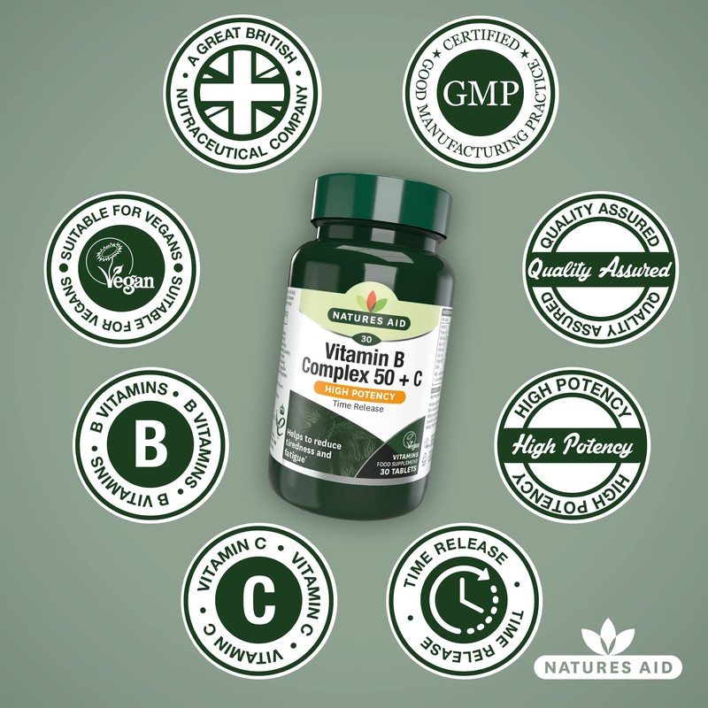 Natures Aid Vitamin B Complex 50 + C (High Potency)