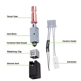 Upgrade Hotend Kit for Anycubic Kobra S1, 3D Printer Ceramic Heater Hotend Integrated Throat Heating Block Kit with 2 Pieces 0.4 mm Hardened Nozzles for Anycubic Kobra S1, S1 Combo