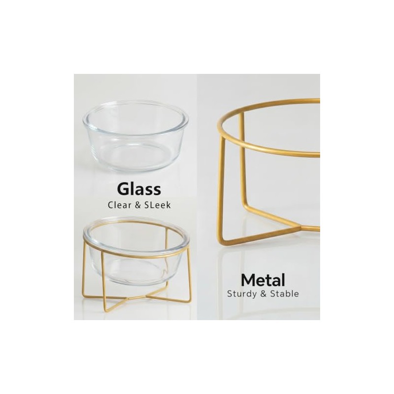 Cuenco pequeño de cristal inclinado elevado para gatos y perros
