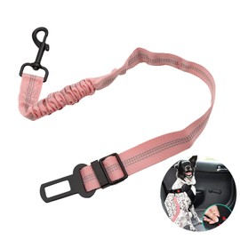 Dog Seat Belts for Cars Dog Seatbelt with 360 Degree Swivel Double-sided Reflective Stitch Buckle Dog Car Harness Adjustable Strong Elastic Bungee Pet Safety Belt for Daily Use Travel(Pink)