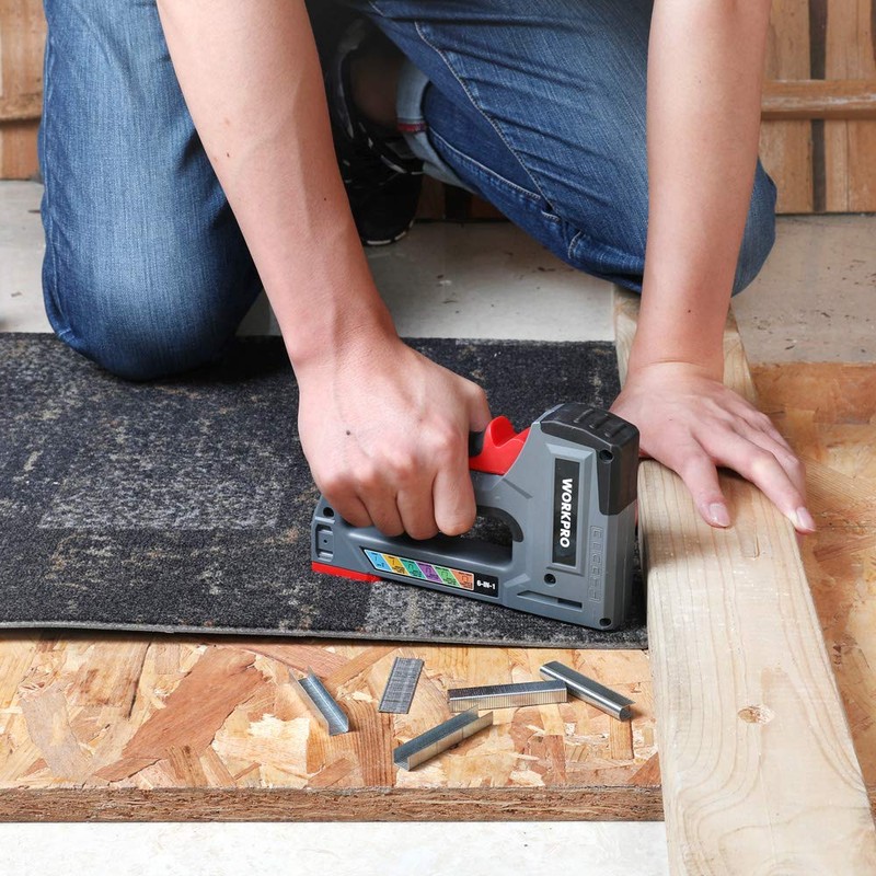 WORKPRO Staple Gun, 6-in-1, Manual Brad Nailer with 4000 Counts