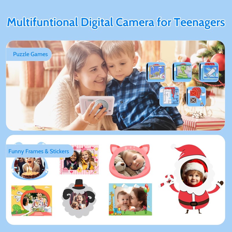 Kids Camera, Dual Lens UHD 4K Vlogging Camera, 48MP Digital