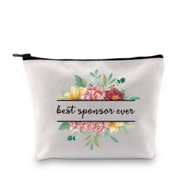PLITI Confirmation Sponsor Gifts for Women AA Sponsor Appreciation Gift Best Sponsor Ever Makeup Bag Religious Sponsor Gift (Best Sponsor bagU)