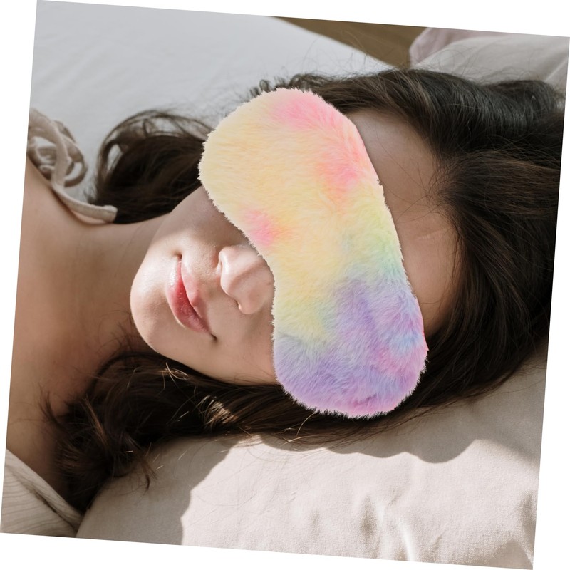 Baluue 4Pcs Colored Plush Sleeping Eye Masks Soft Eye Covers