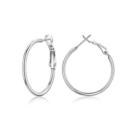 Focalook Women's Hoop Earrings, Large Circle / Star / Heart Hoop Earrings, 30 / 40 / 50 / 70 / 100 mm, Stainless Steel, 18 K Gold Plated, Black, Elegant Earrings for Women, Great Gift, Stainless Steel