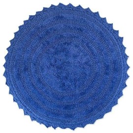 DII Crochet Collection Reversible Bath Mat, Round, 27.5" Diameter, Blueberry
