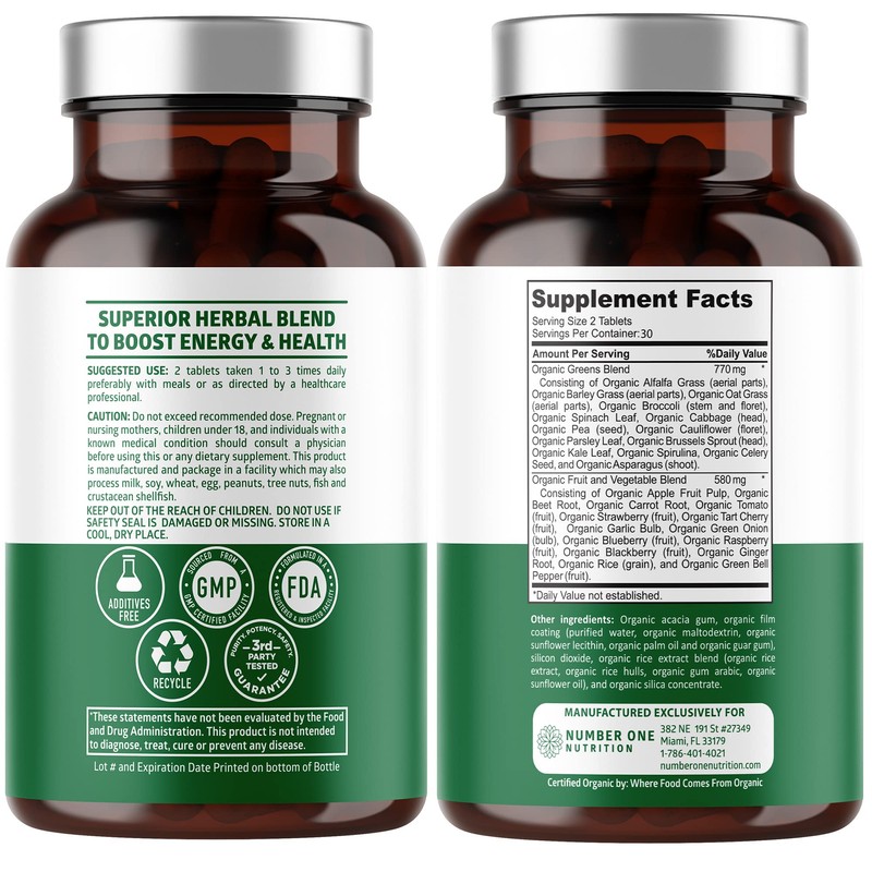 2-Pack N1N Premium Organic Green Superfood, Fruits & Veggies [28