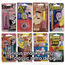 ihoot Pranks for Adults and Kids Mega Bundle | Party Bag Fillers For Kids, Practical Jokes, Set of 11 Funny Joke Box Toys including Whoopee Cushion and Squirt Ring | April Fools Day Prank Kit