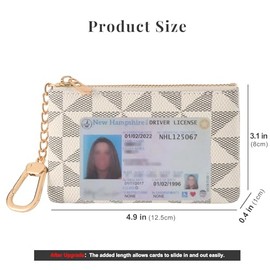 Monedero de Cuero para Mujer con Llavero Pequeña Cremallera Bolso de Cambio Monedero con Tarjetas Portamonedas para Mujer y Hombre, Blanco
