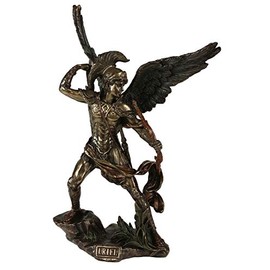 Veronese 9.5 Inch Archangel Saint Uriel with Crossbow Statue Sculpture Bronze Color Angel