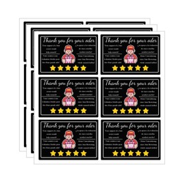 500 Pcs Star Review Delivery Labels Thank You for Your Order Stickers 2 x 3 Inch - Food Delivery Tamper Evident Sealed for Freshness Labels Stickers for Food Package Takeout （Black）