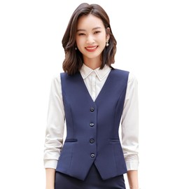 smile mode Vest, Women's Office Clothes, Office Uniform, Women's Vest, Office Clothing Vest, Single Item, Women's, Stylish, Slimming, Large Size, navy
