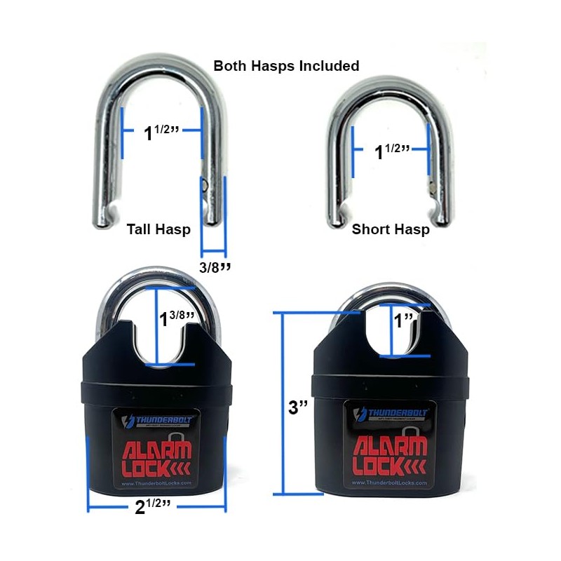 Alarm Padlock Anti-Theft Security Keyed Padlock Lock 110dB (decibels) Sound