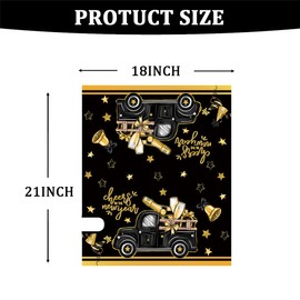 Happy New Year 2025 Black Gold Glitter New Years Eve Letterbox Covers - Outdoor Garden Yard Mailbox Decor