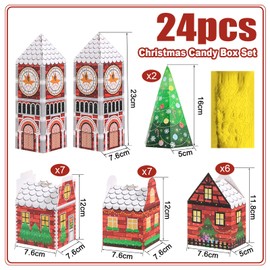 BOFUNX 24pcs Advent Calendar for Filling and Crafts, Countdown Advent Calendar Box, Houses Boxes, Gift Boxes, Christmas Calendar, Gift Box for Children, Christmas Gift, Christmas Decoration